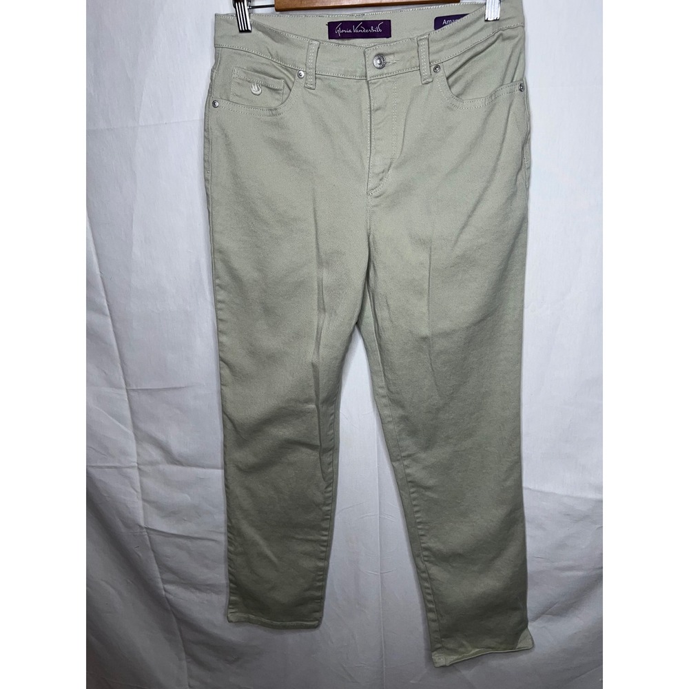 Gloria‎ Vanderbilt Amanda High Rise Tapered Jeans Khaki Tan Size 8 Womens
